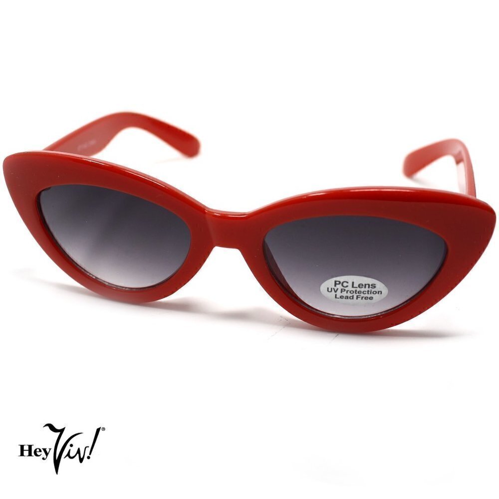 Kids Girls Size Retro 50s Style Cat Eye Sunglasses Shades -UV PC Lens - 5 Colors - Picture 3 of 8